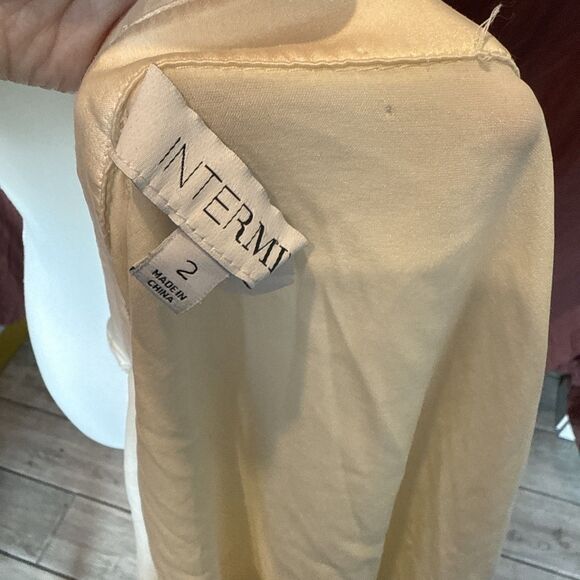 Intermix Silk Button Down Blouse Size 2 Ivory Ecru Small Flaws - Picture 10 of 12